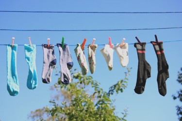 Socks on the washing line.