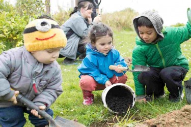 Children gardening. 