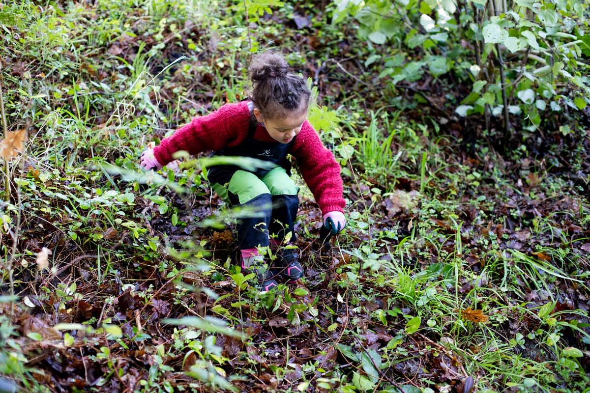 A child in the grass.